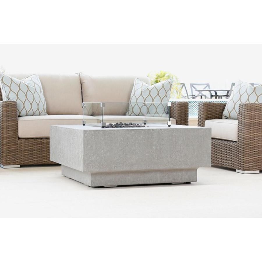 Gravelstone 40-Inch Square Natural Gas Fire Table with Glass Surround by Sunset West - Ships as Propane with Conversion Fittings - Lifestyle thumbnail