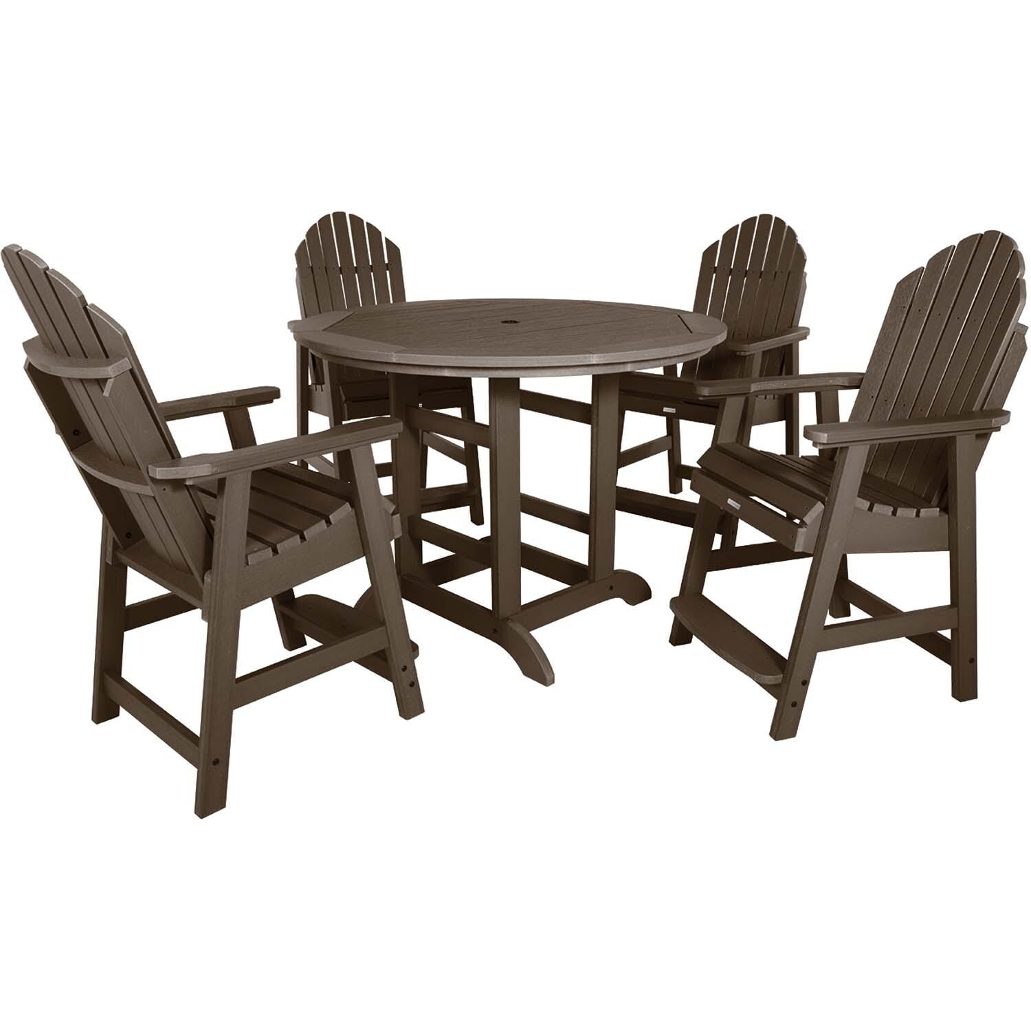 Dream Bay 5 Pc Set Recycled Plastic Counter Height Dining Set In Weathered Acorn By Lakeview - White Background thumbnail