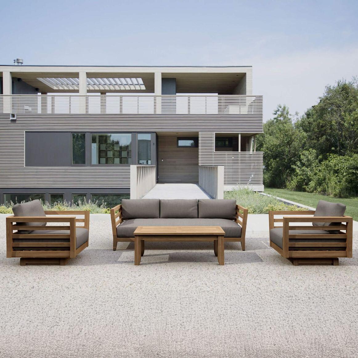 Saddleview 4 Pc Teak Seating Set Swivel in Cast Slate by Lakeview Outdoor Designs - Lifestyle thumbnail