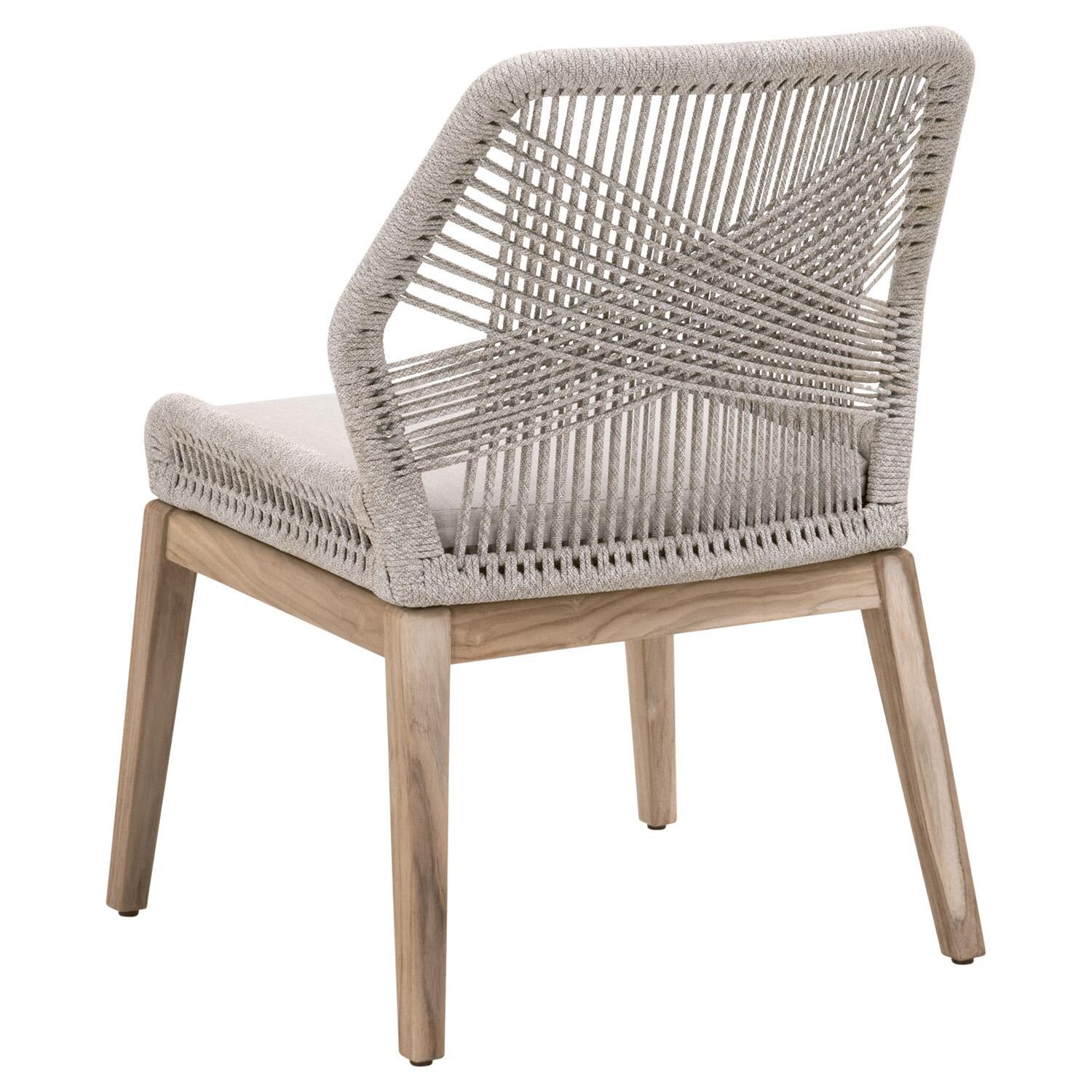 Lakeview Peninsula Way 2 Pc Woven Rope Dining Side Chair in Taupe & White - Back Angle View thumbnail