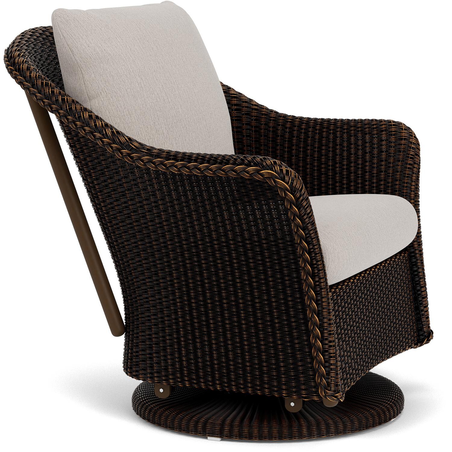 Lloyd Flanders Weekend Retreat Swivel Glider Lounge Chair in Mink Finish W/ Remy Cloud Fabric - Angled thumbnail
