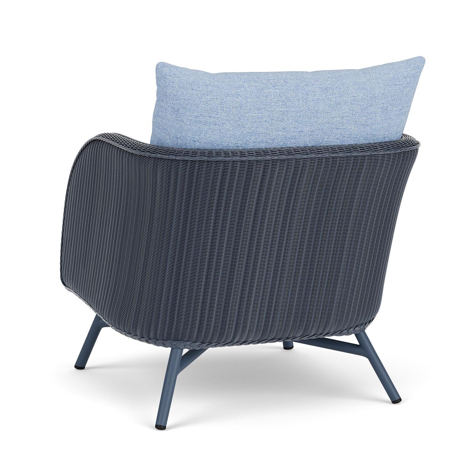 Lloyd Flanders Essence Lounge Chair W/Demo Skyway Fabric - Denim Blue Finish - Back Left thumbnail