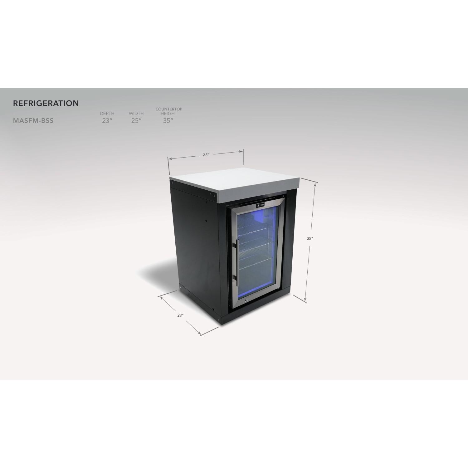 Mont Alpi - MASFM-BSS - Black Stainless Steel 2.6 Cu. Ft. Outdoor Rated Refrigerator Cabinet Module - Dimensions thumbnail