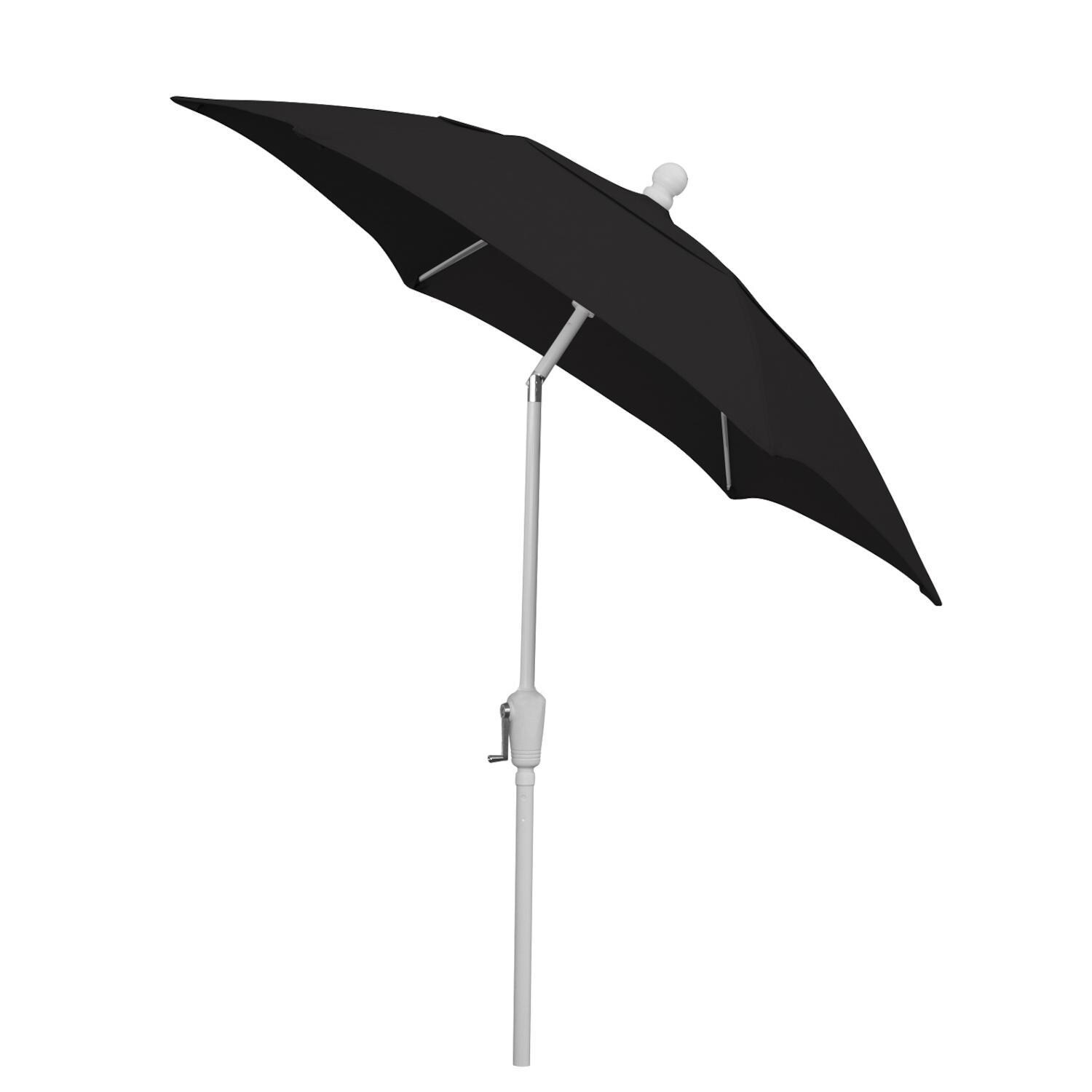 FiberBuilt 7.5 Ft. Aluminum Market Patio Umbrella W/ Crank Lift & Tilt - Black Olefin