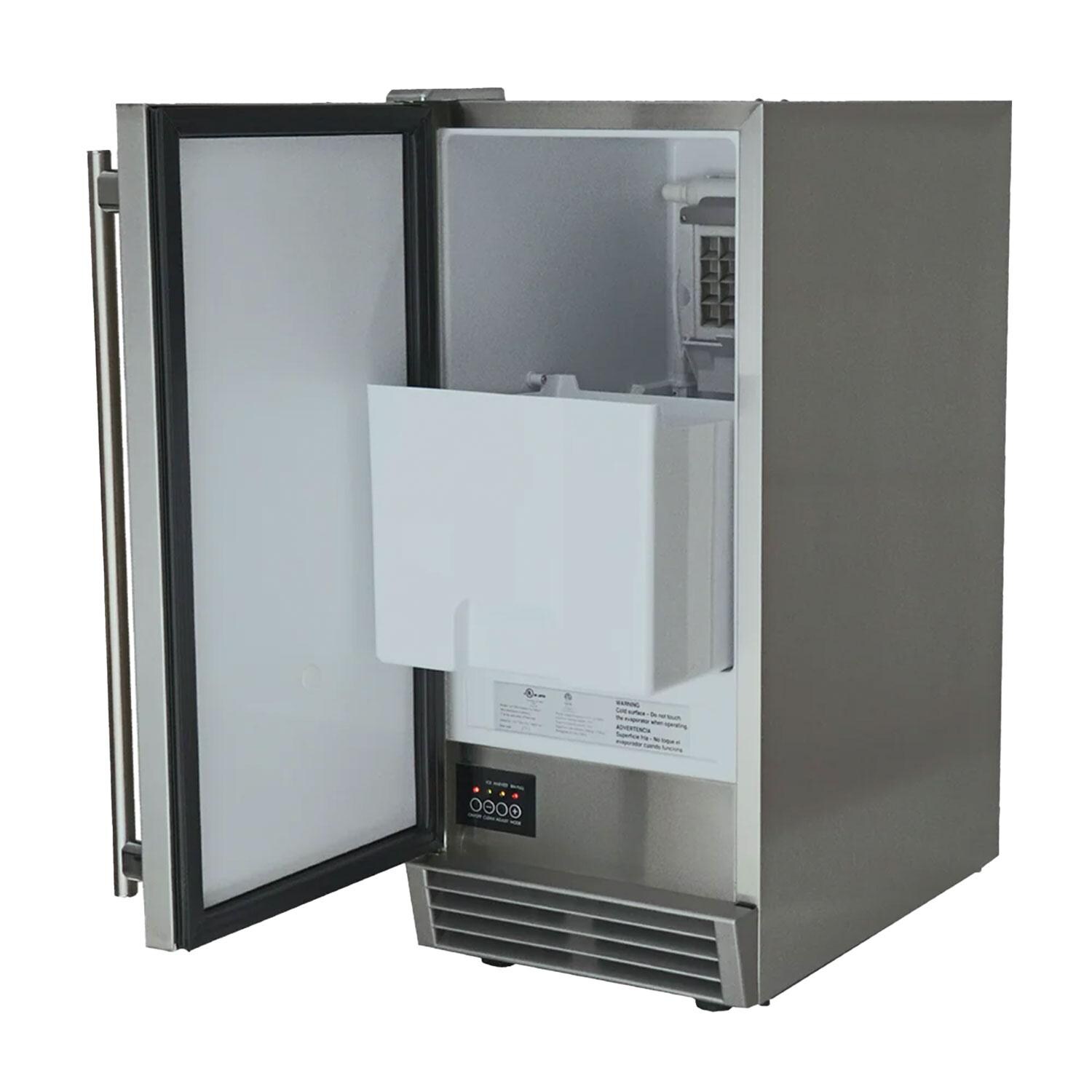 RCS REFR3 26 Lb. Stainless Steel Outdoor Ice Maker - Interior Side View - White Background thumbnail