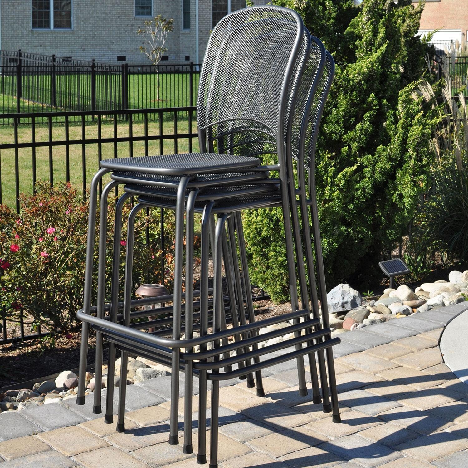 Carlo 5 Pc Steel Bar Dining Set in Gray By KETTLER - Bar Stools - Stacked - Detail thumbnail