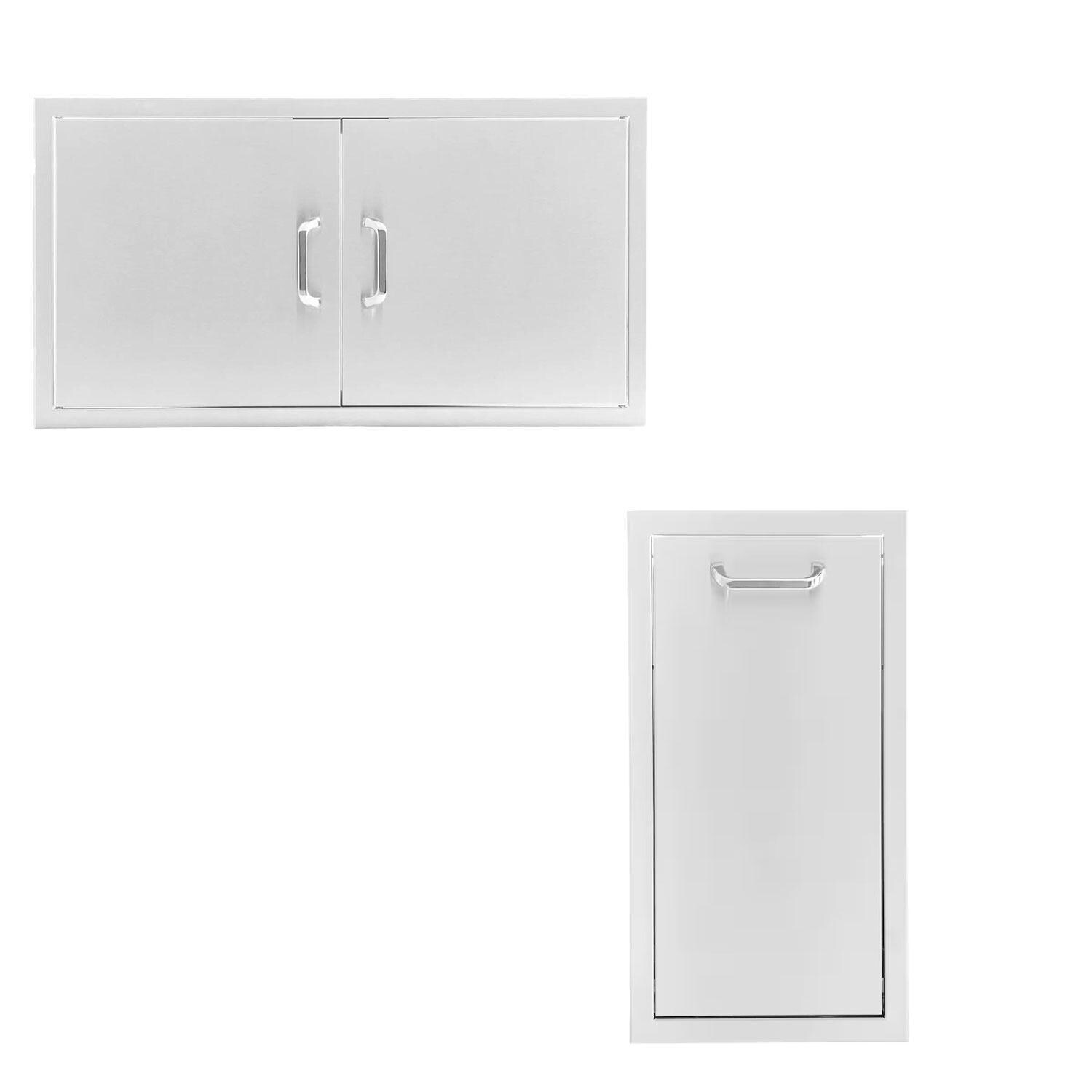 BBQGuys Signature 40 Inch Double Access Door and Trash Bundle - Display - White Background thumbnail