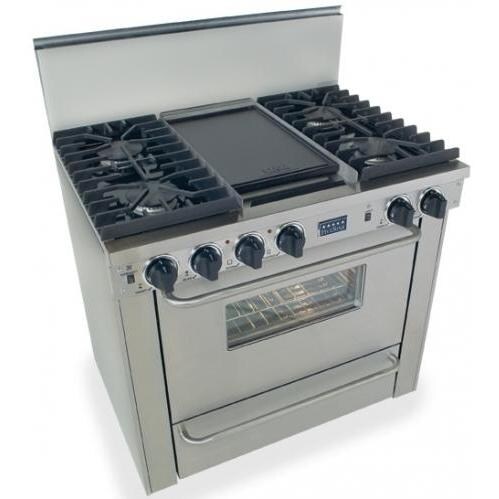 FiveStar 36 Inch Dual-Fuel Convection Range With Sealed Burners Griddle And Bottom Drawer - Stainless Steel