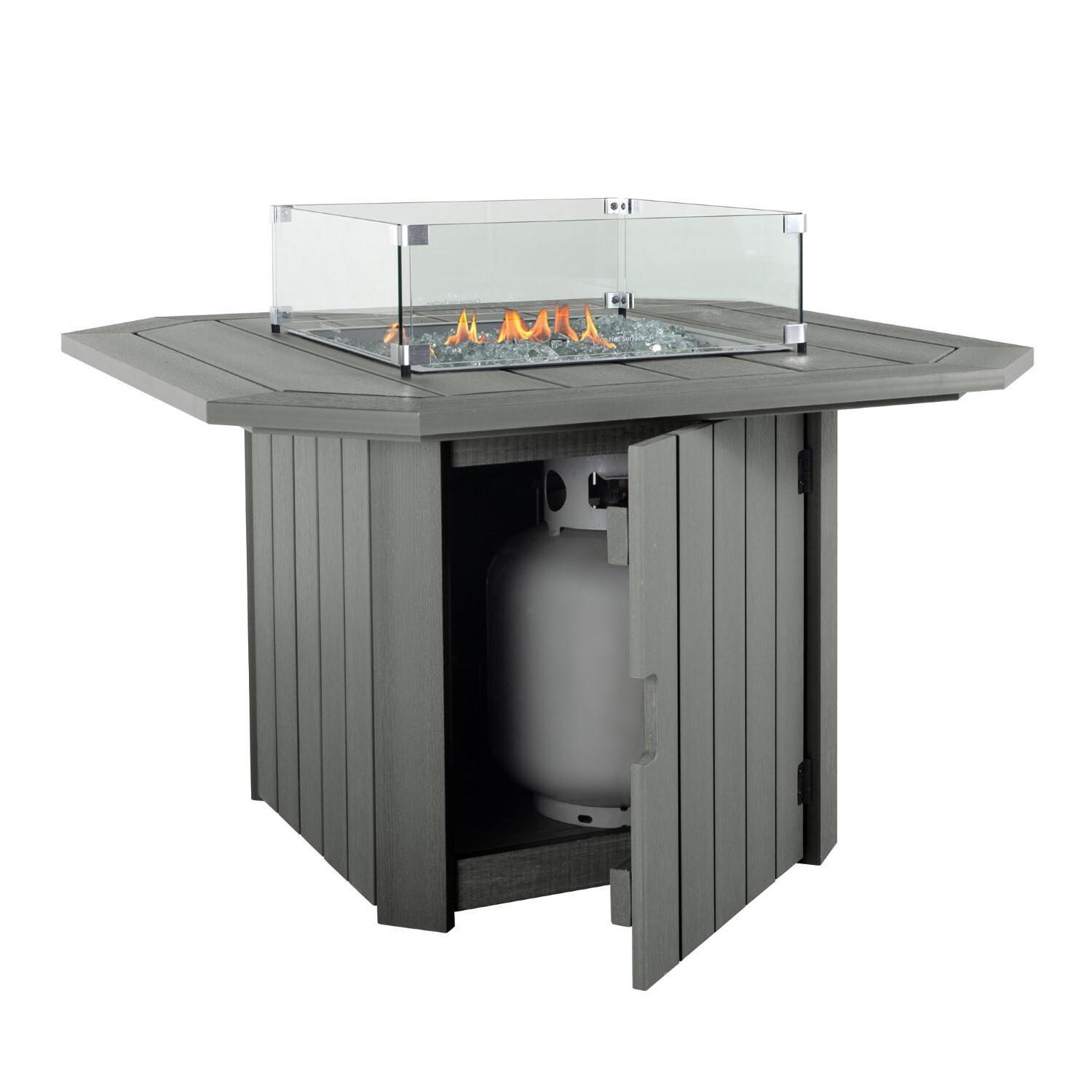 Harborview Octagonal Fire Pit Table in Coastal Teak by Lakeview Outdoor Designs - Tank Hide - Detail thumbnail
