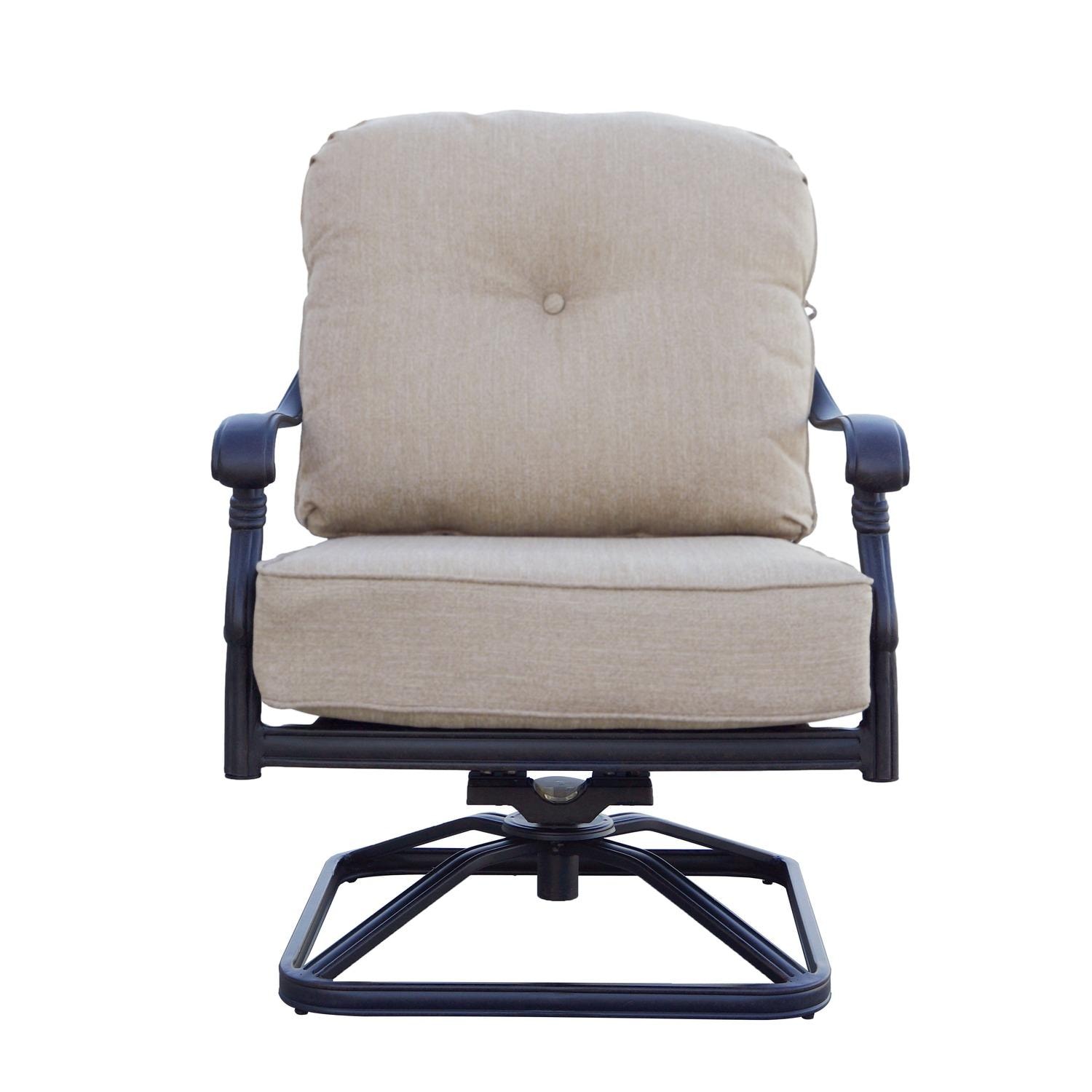 Darlee Santa Monica Cast Aluminum 4 Pc Set Swivel Rocker Club Chair Set in Antique Bronze/Beige Canvas by - B/DL2056-3-4