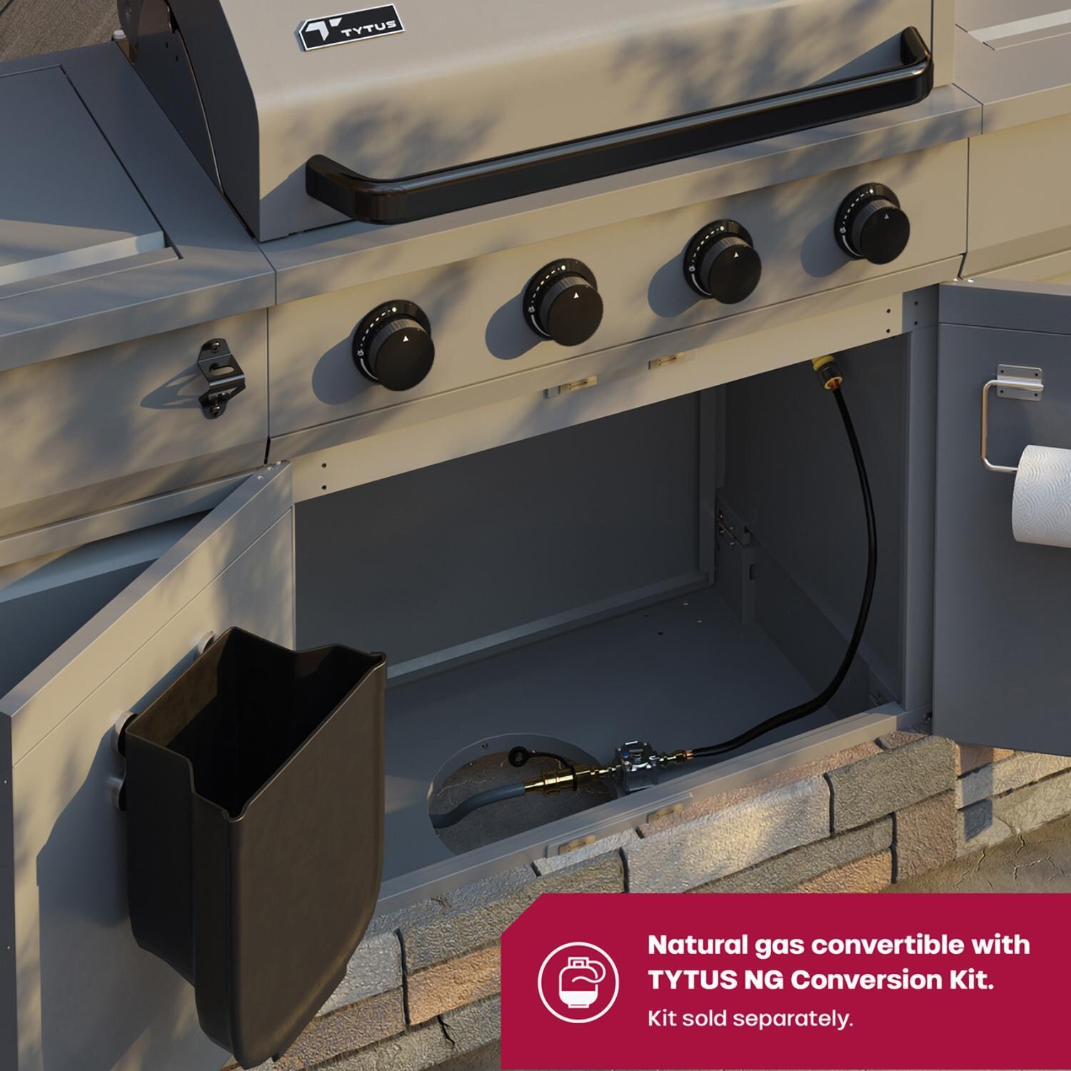TYTUS Fresno Series 5-Burner Propane Island Grill in Gunmetal w/ Cover & Griddle - Natural Gas Connection - Detail thumbnail