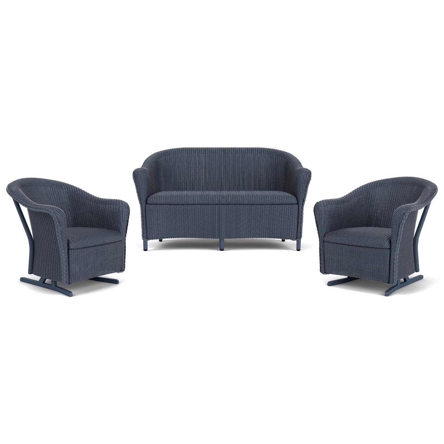 Lloyd Flanders Reflections 3-Piece Seating Set W/ Spring Rockers in Denim Blue Finish thumbnail