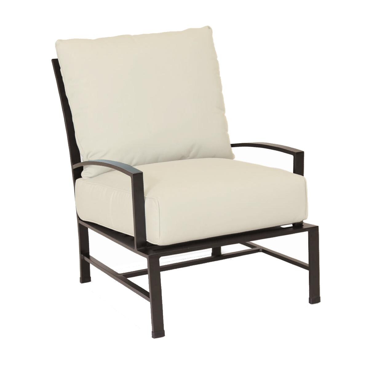 La Jolla Aluminum Patio Club Chair W/ Sunbrella Canvas Flax Cushions By Sunset West thumbnail