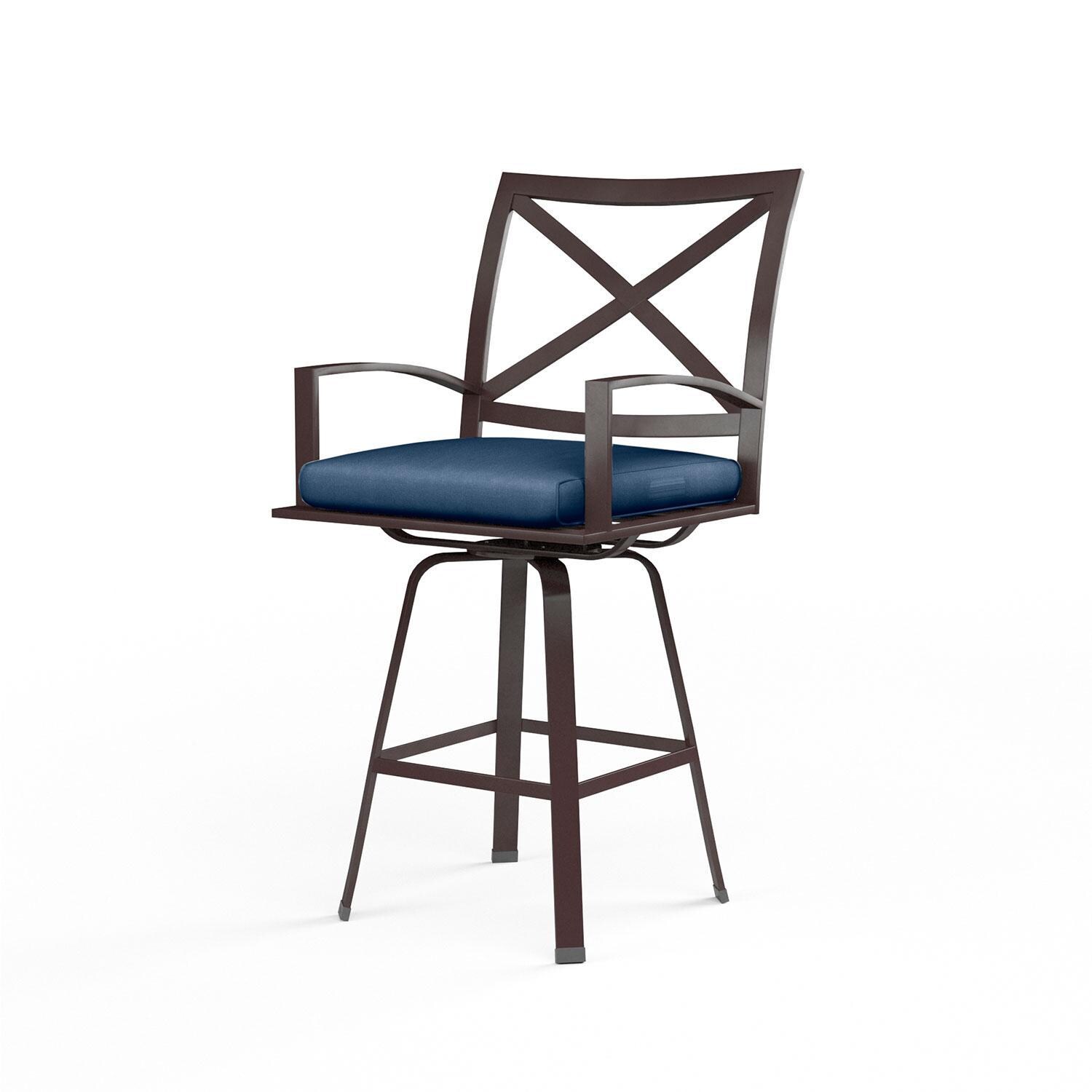 La Jolla Aluminum Patio Swivel Bar Stool in Spectrum Indigo w/ Self Welt By Sunset West