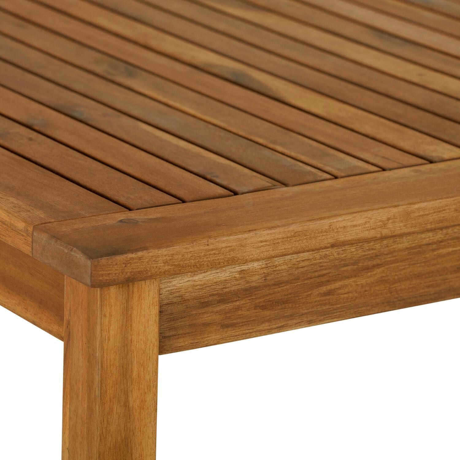 Ultimate Patio Camille Way 60 X 34 Inch Rectangular Brown Acacia Patio Dining Table - Corner Detail thumbnail