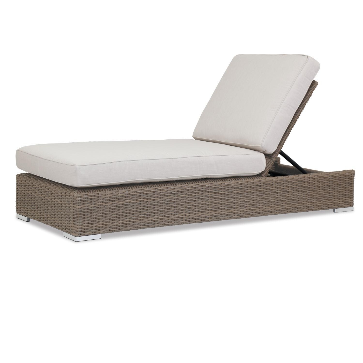 Coronado Wicker Patio Chaise Lounge W/ Sunbrella Canvas Flax Cushions By Sunset West thumbnail