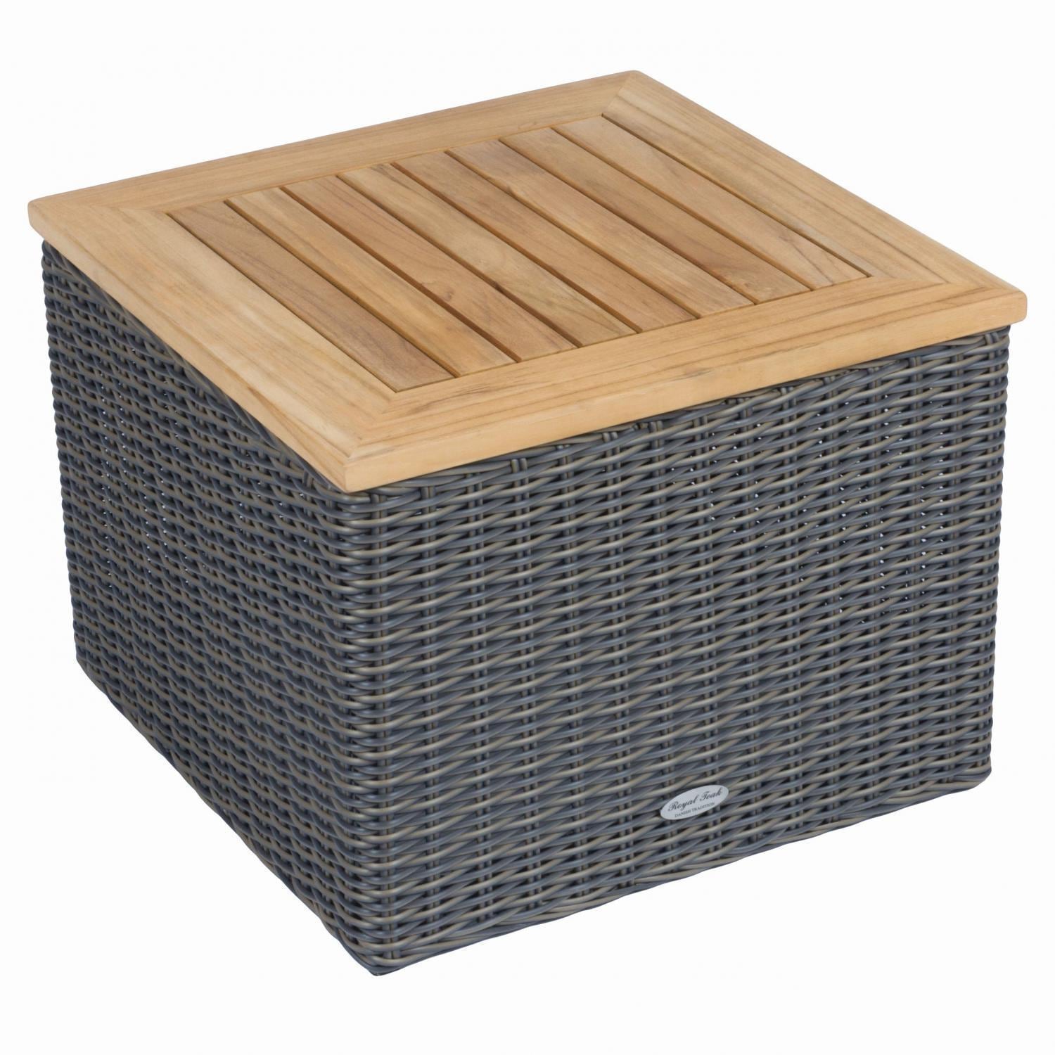 Royal Teak Collection Sanibel Wicker Patio Side Table W/ Teak Top thumbnail