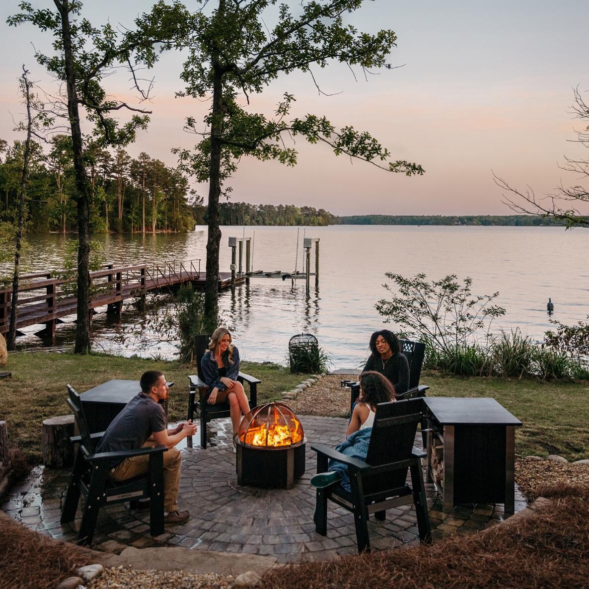 Breeo BR-X-BKPYCR X Series Wood Chair in Black - By the Lake - Lifestyle thumbnail