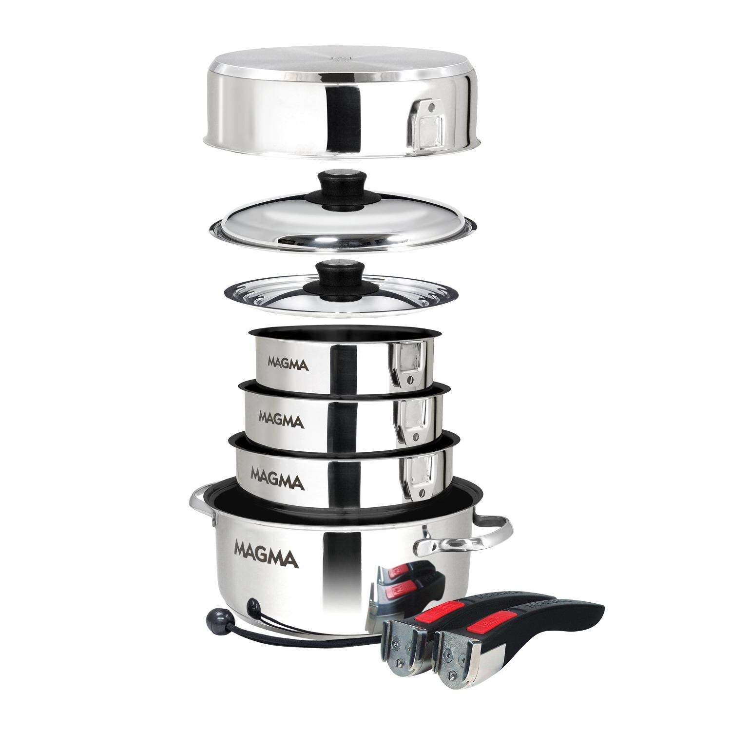 Magma - A10-366-2-IND - Stainless Steel Induction Non-Stick Nesting Cookware Set - 10 Piece - Nested thumbnail