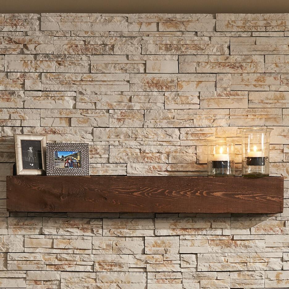 The Outdoor GreatRoom Company 72-Inch Gallery Non-Combustible Linear Tavern Brown Supercast Wood Mantel - GWMT-72 image