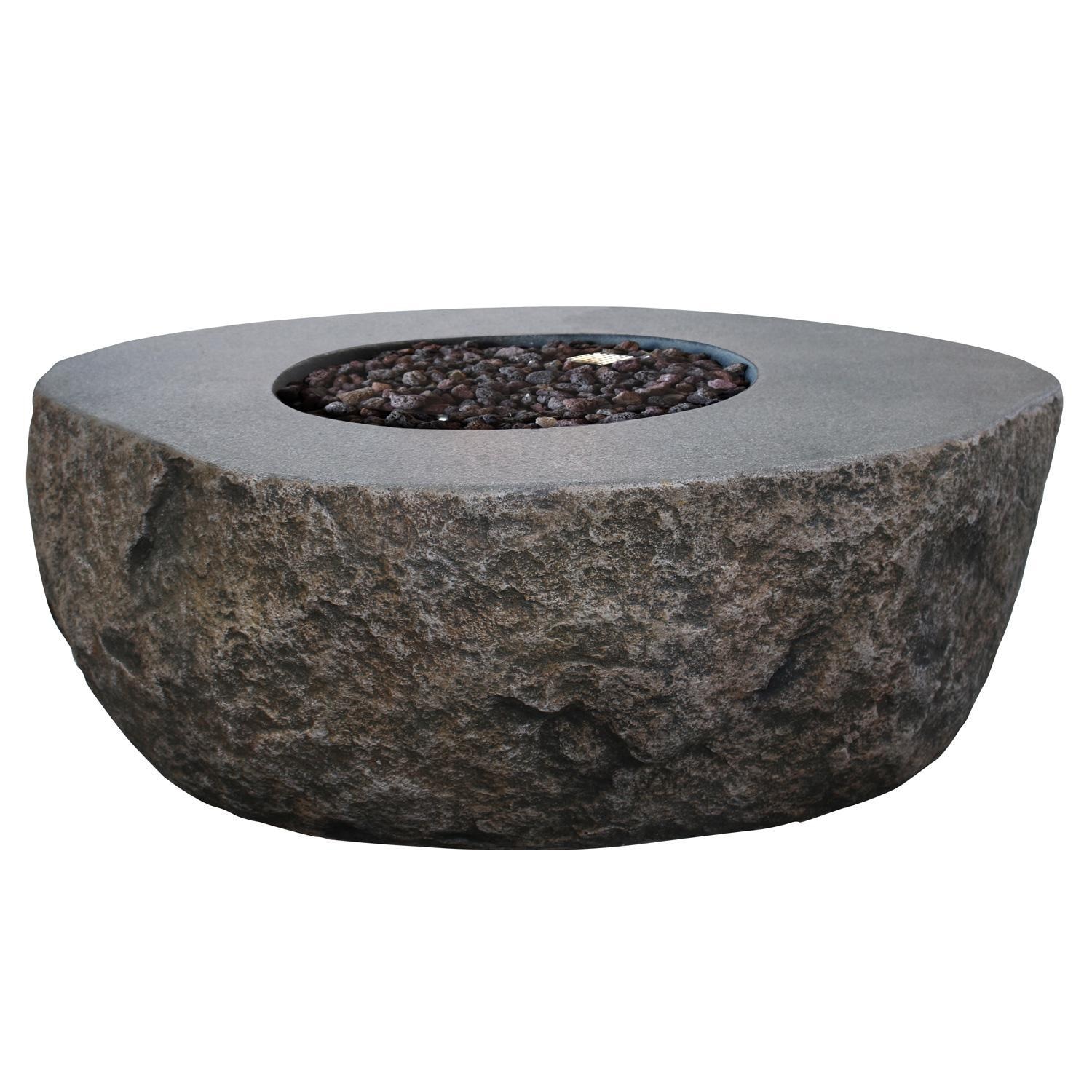 Boulder 43-in Round Glass Fiber Reinforced Concrete Natural Gas