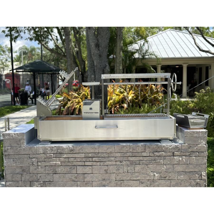 Tagwood BBQ BBQ08SS Argentine Santa Maria Wood Fire & Charcoal Grill - Close Up - Lifestyle thumbnail