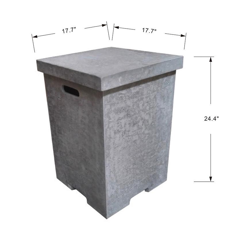 Elementi ONB01-105LG Light Gray Square Tank Cover W/ Removable Lid - Dimensions thumbnail