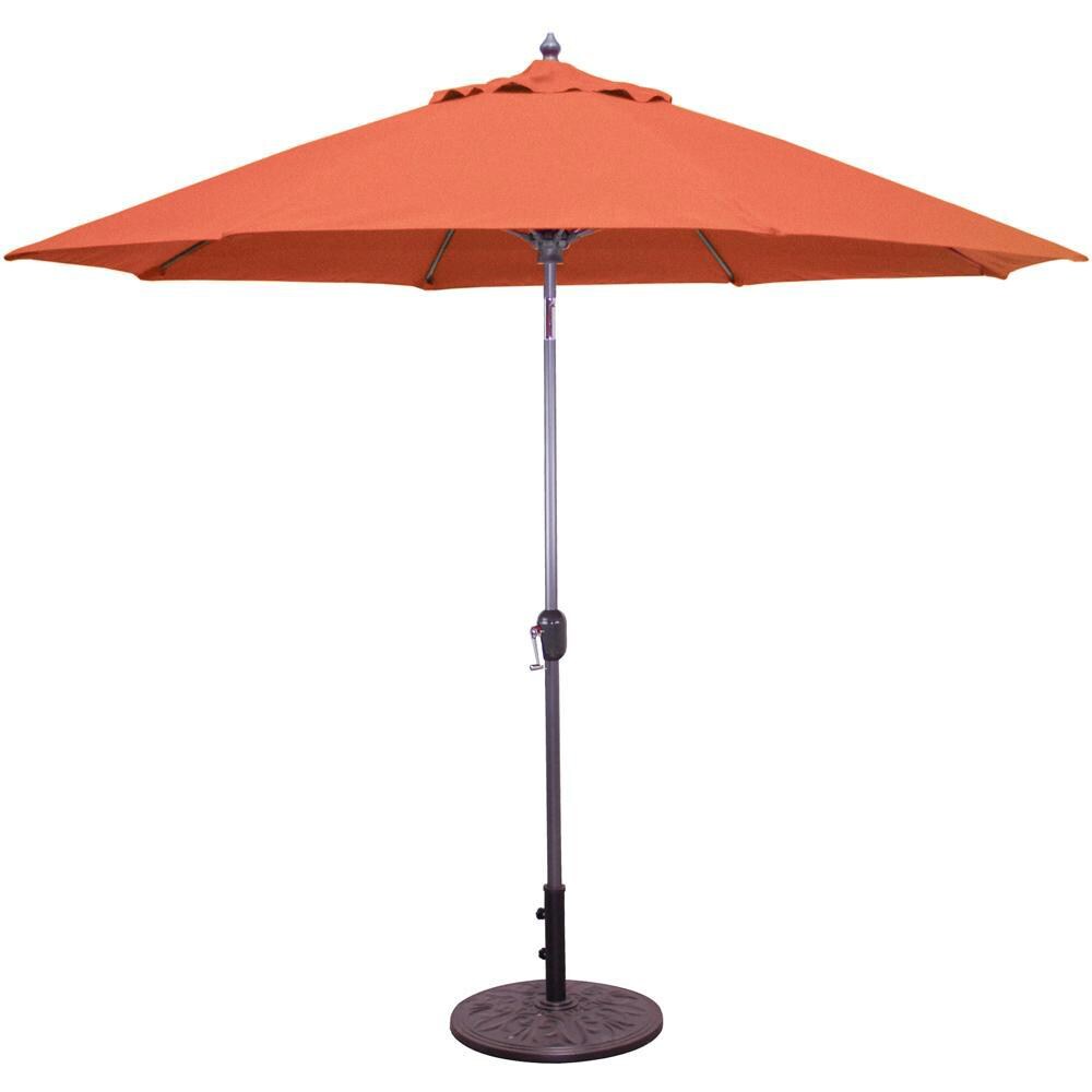 Galtech 9 Ft. Octagonal Bar Height Aluminum Patio Umbrella W/ Crank Lift & Auto Tilt - Charcoal Frame W/ Brick Sunbrella Fabric (Umbrella Base Not Included) thumbnail