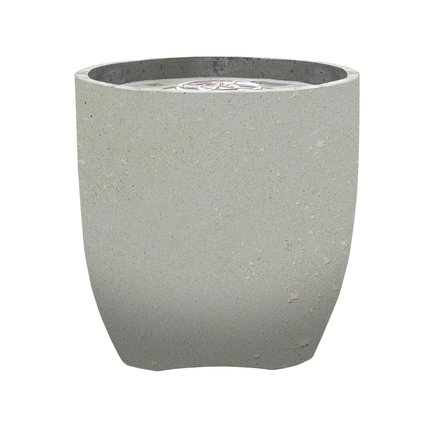 24-in Round Concrete Natural Gas Fire Urn in Limestone by XO Appliance - White Background thumbnail