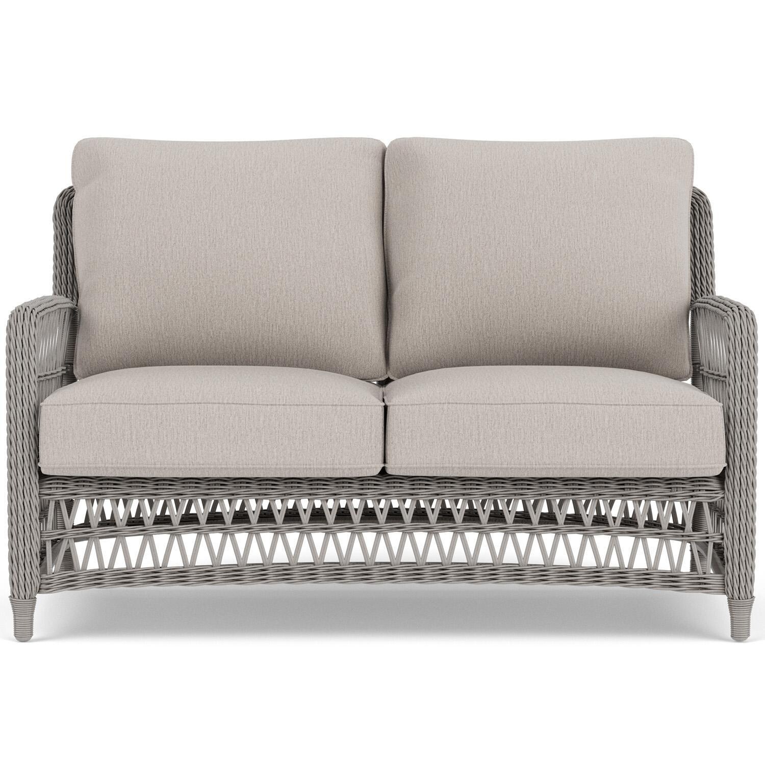 Mackinac Wicker Loveseat in Putty/Remy Cloud by Lloyd Flanders