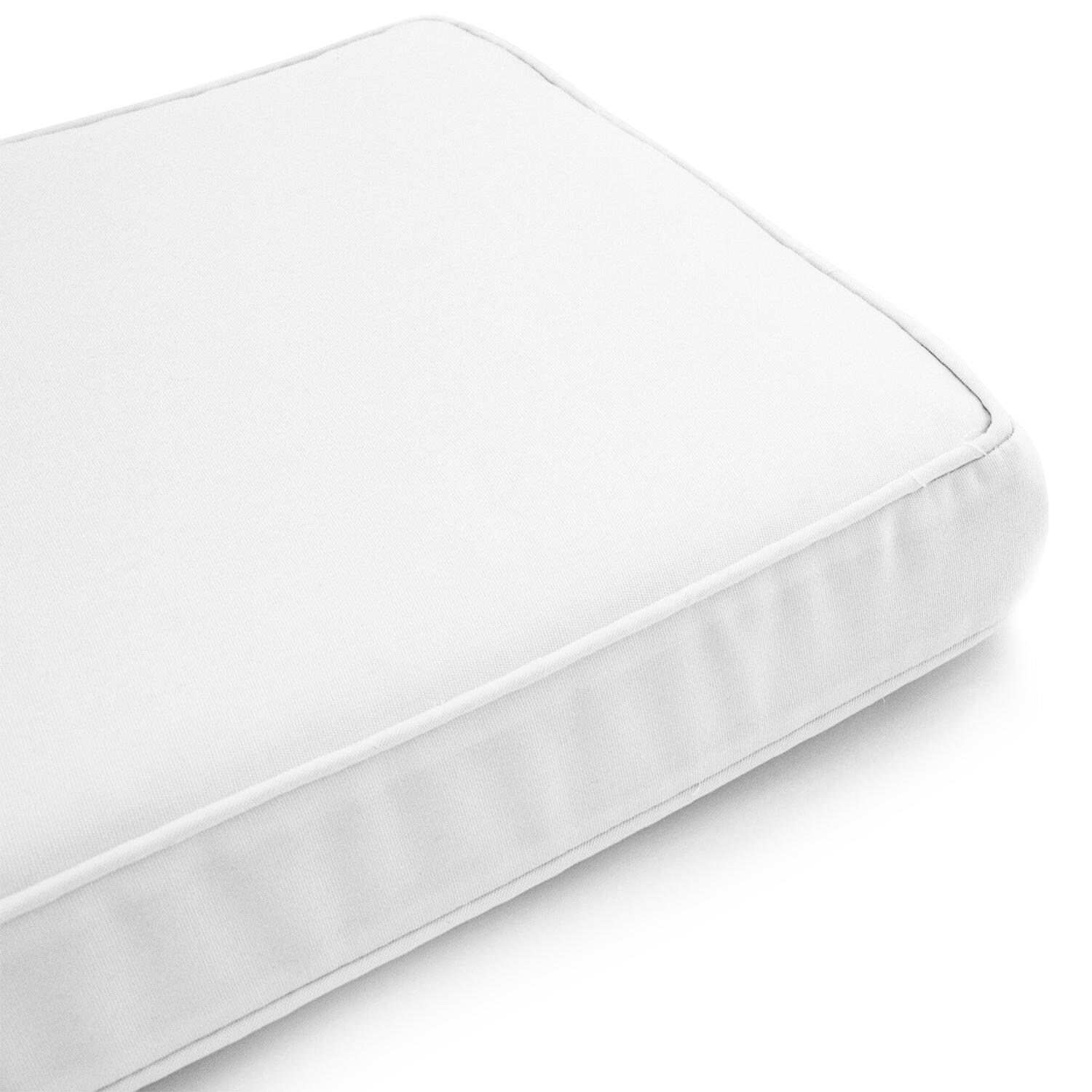 Sunbrella Canvas Natural Medium Outdoor Replacement Bench Cushion W/ Piping By UltimatePatio.com - Corner Detail thumbnail