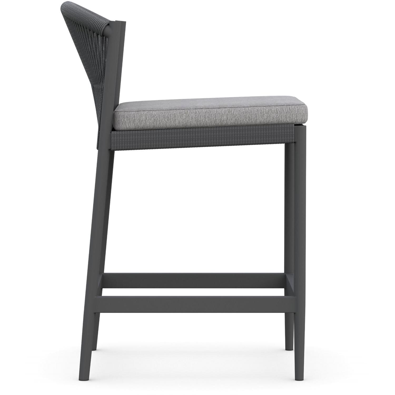 Azzurro Living Catalina Woven Rope Counter Stool in Ash/Fog - Side - White Background thumbnail