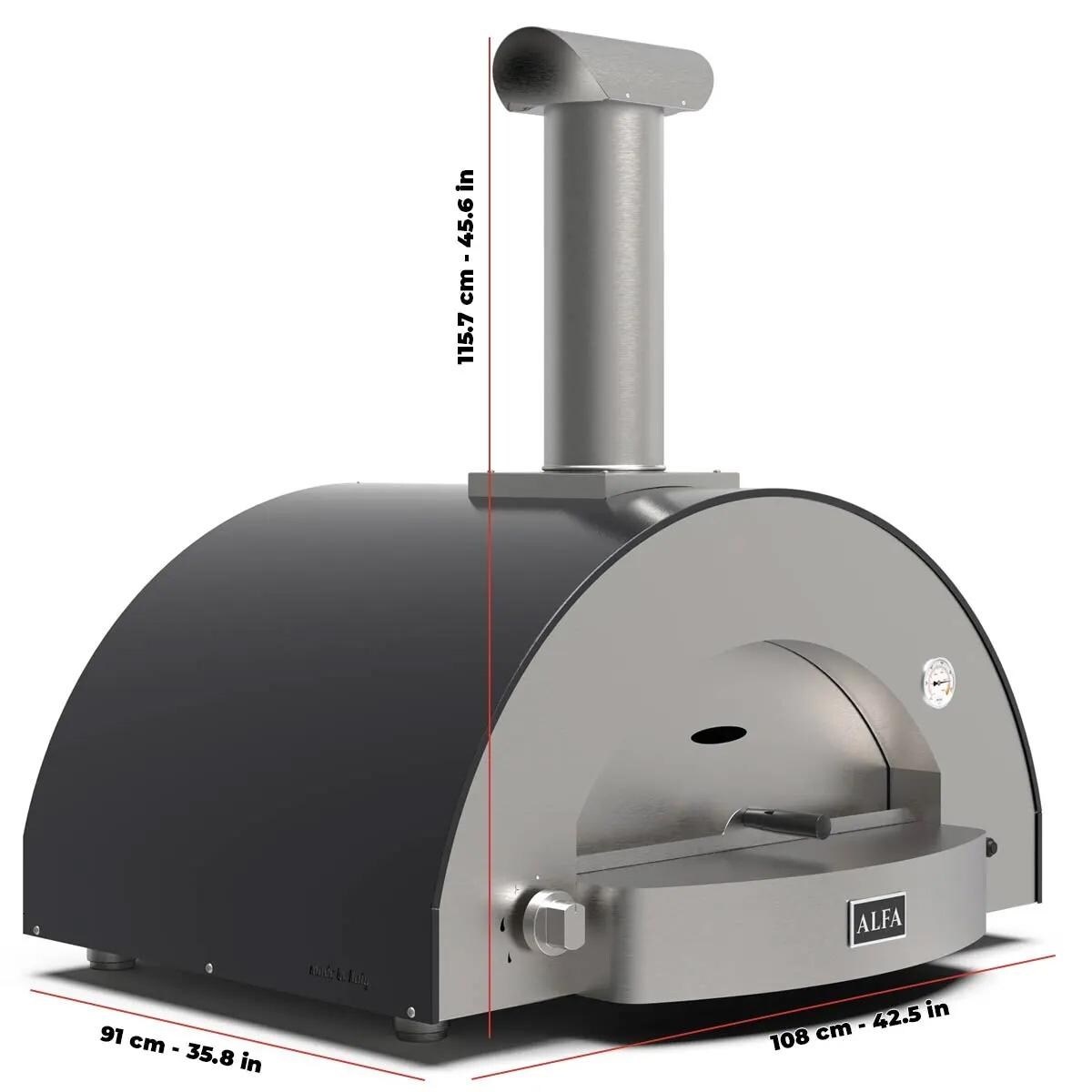Alfa FXCL-4P-MGRA-U Classico 4 Pizze Natural Gas Pizza Oven - Ardesia Grey - Dimensional thumbnail