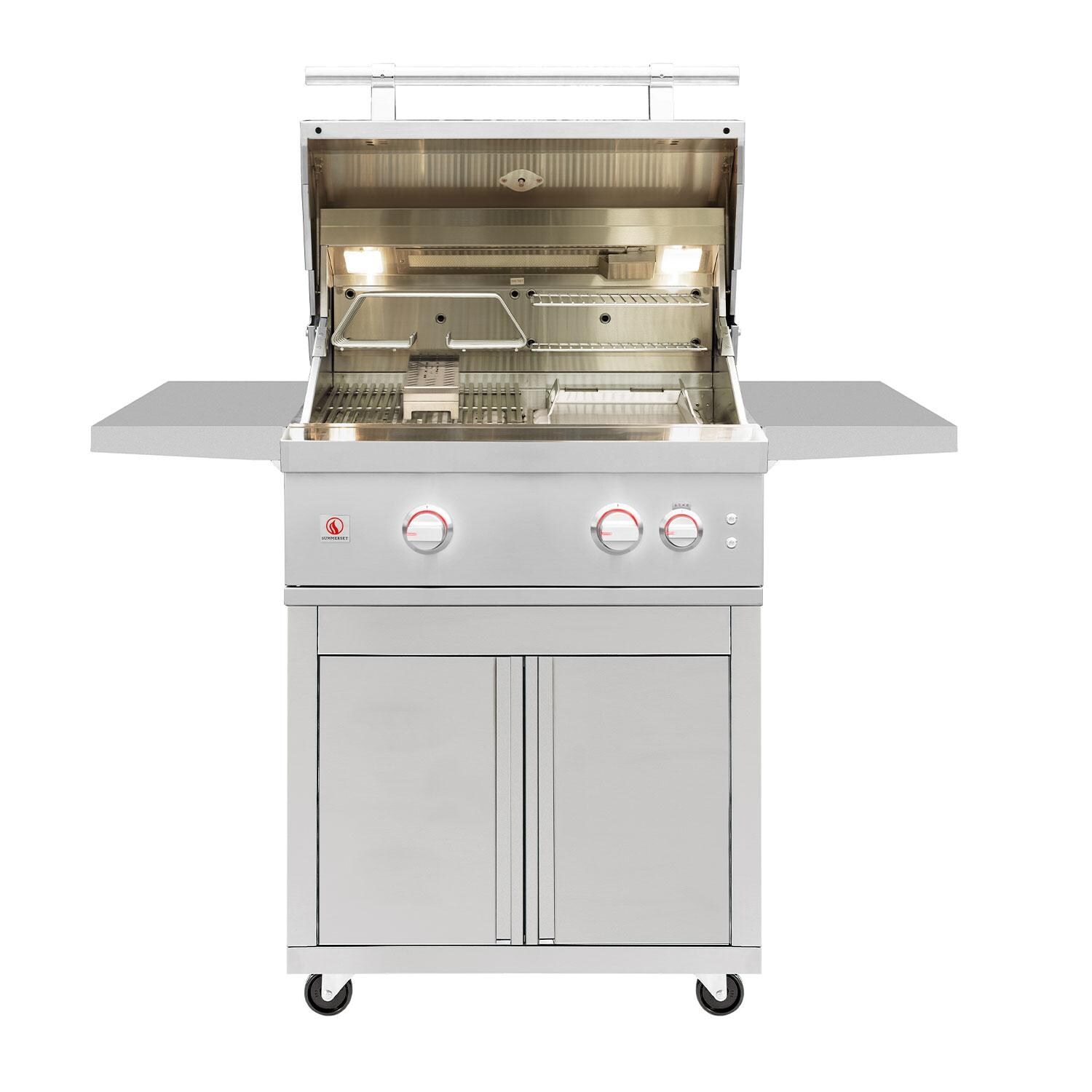 Summerset Quest 30-in 2 Burner Freestanding Natural Gas Grill w/ Rear Infrared Burner, Rotisserie Kit, & Drop-In Griddle Plate - Open - White Background thumbnail