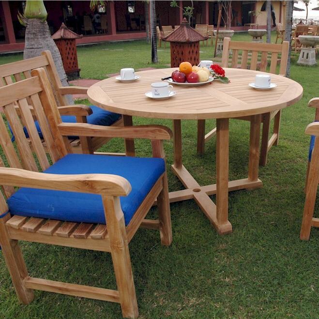 Anderson Teak Tosca 4-Person Teak Patio Dining Set W/ Classic Dining Arm Chairs
