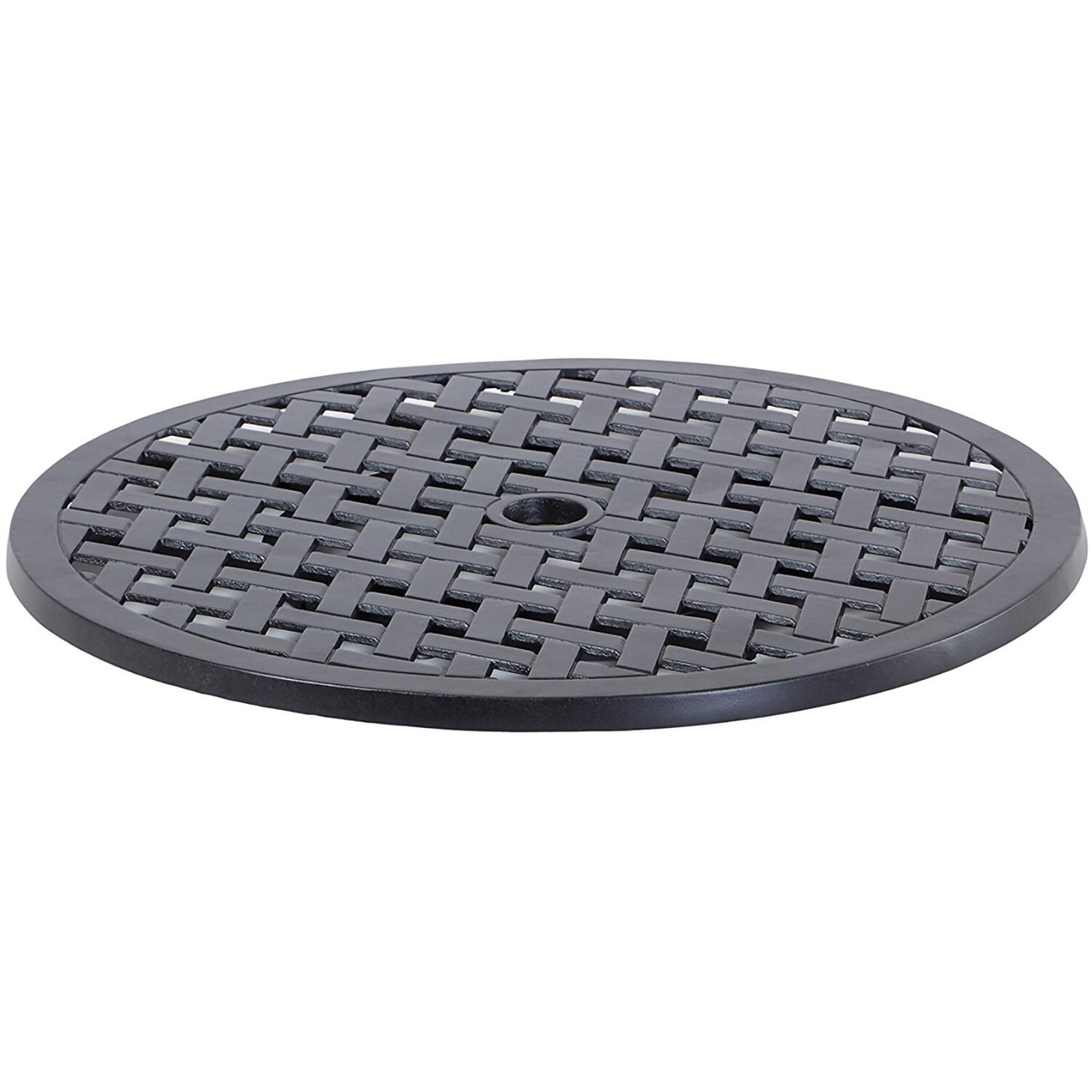 Darlee B/DL13-10PCAR-30W3930-N Nassau 10 Pc Cast Aluminum Dining Set in Antique Bronze w/ Navy Cushions - Lazy Susan - White Background thumbnail