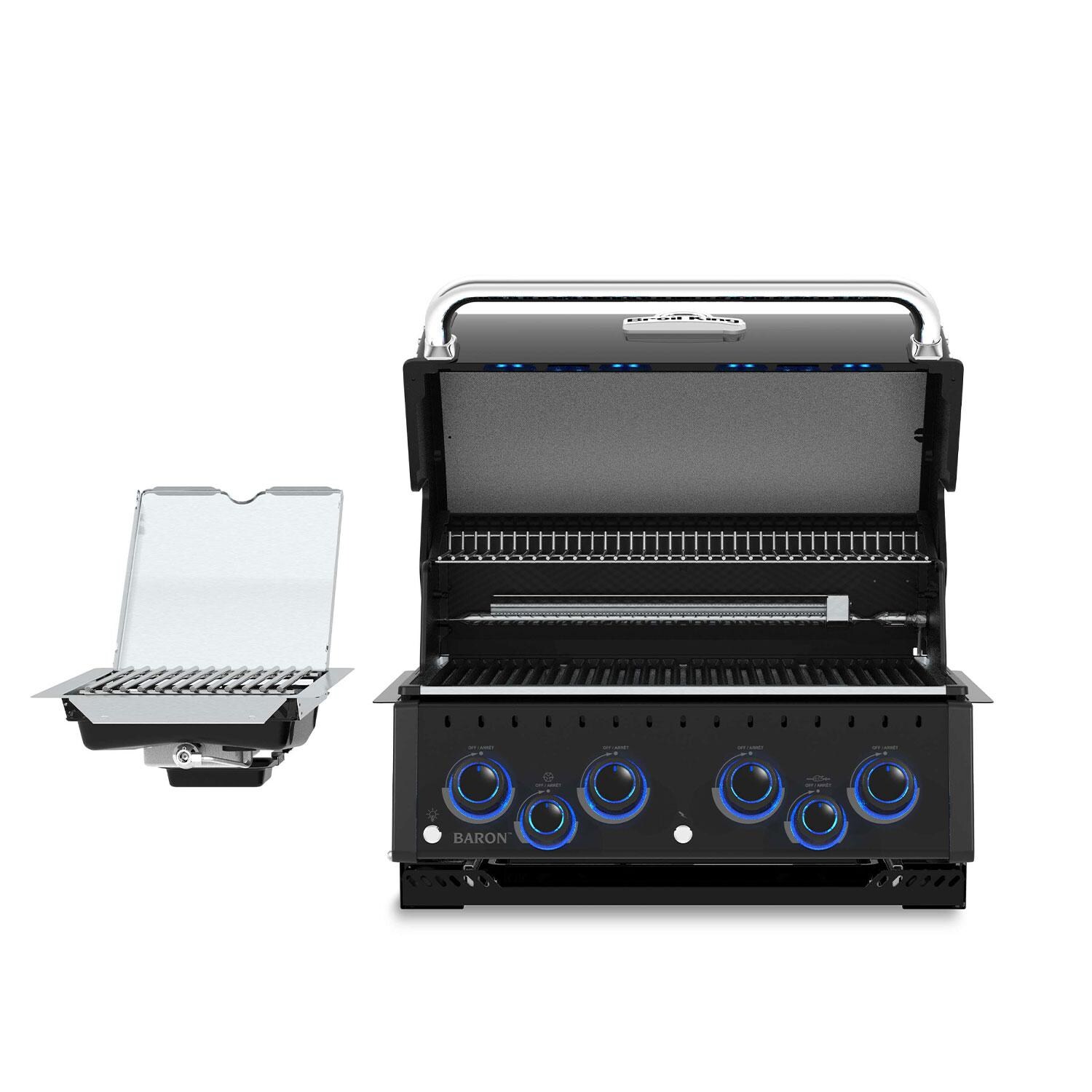 Broil King 875644 Baron 420 IR Shadow 4 Burner Propane Grill - Lid Up - Front View - White Background thumbnail