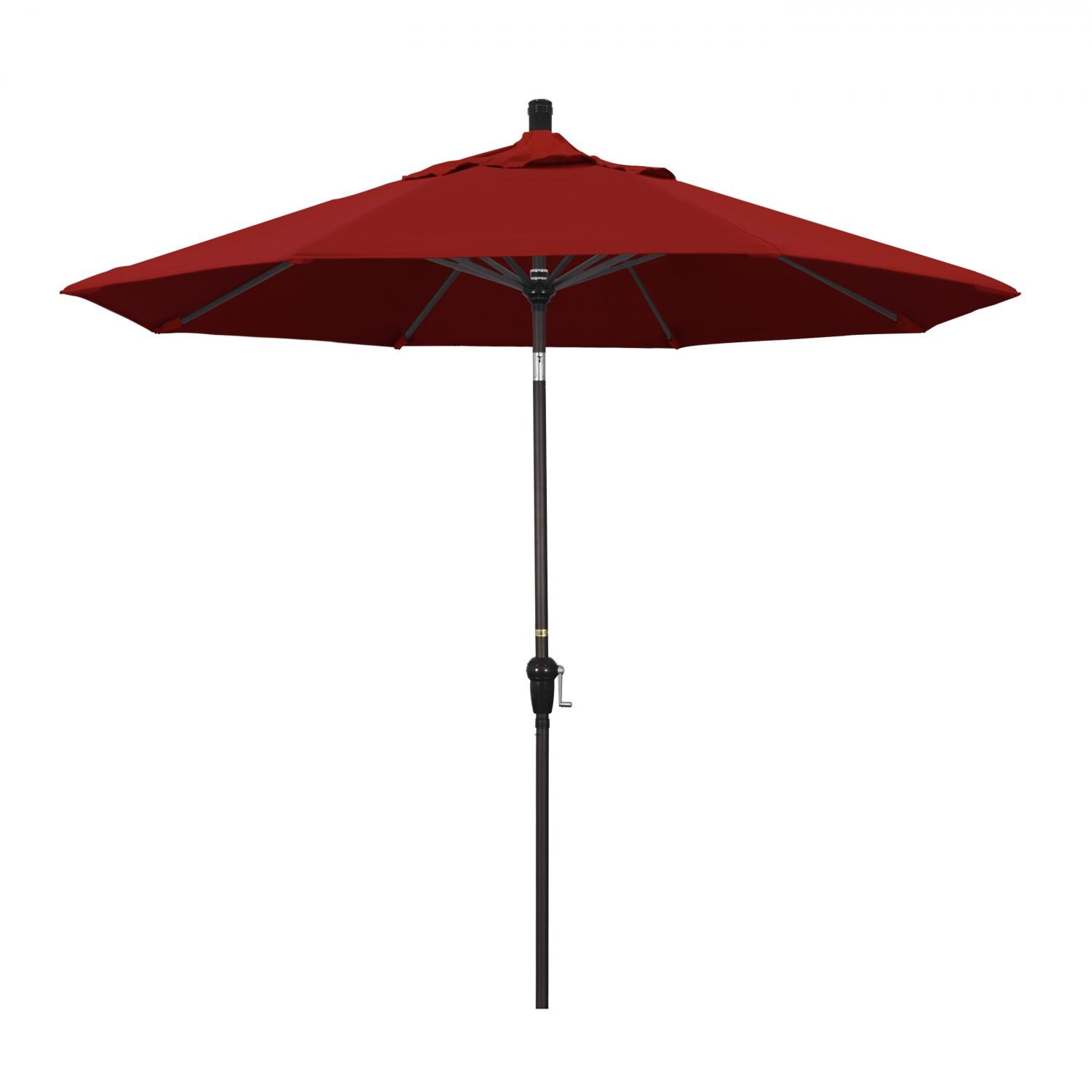 California Umbrella 9 Ft Octagonal Aluminum Auto Tilt Patio Umbrella W/ Crank Lift & Aluminum Ribs - Bronze Frame / Sunbrella Canvas Jockey Red Canopy thumbnail