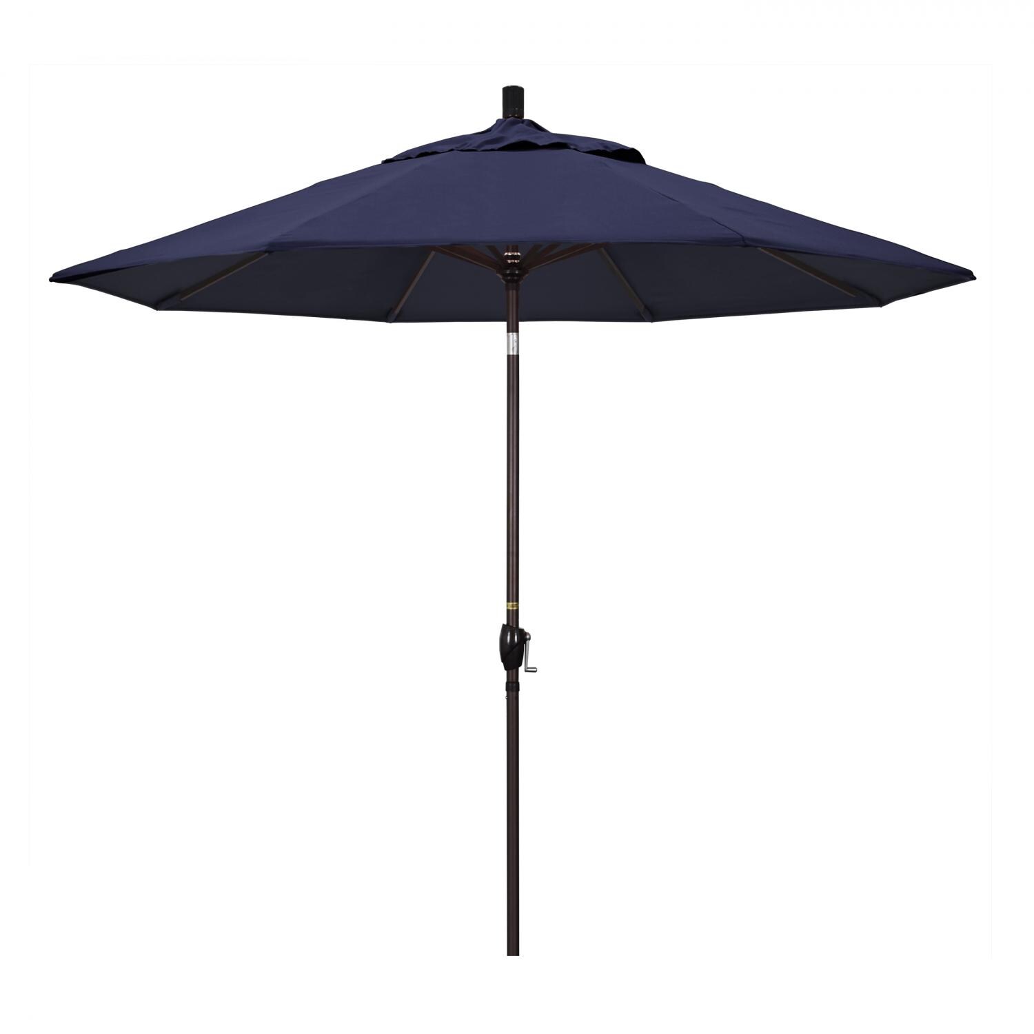 California Umbrella 9 Ft Octagonal Aluminum Push Button Tilt Patio Umbrella W/ Crank Lift & Aluminum Ribs - Bronze Frame / Sunbrella Canvas Navy Canopy thumbnail