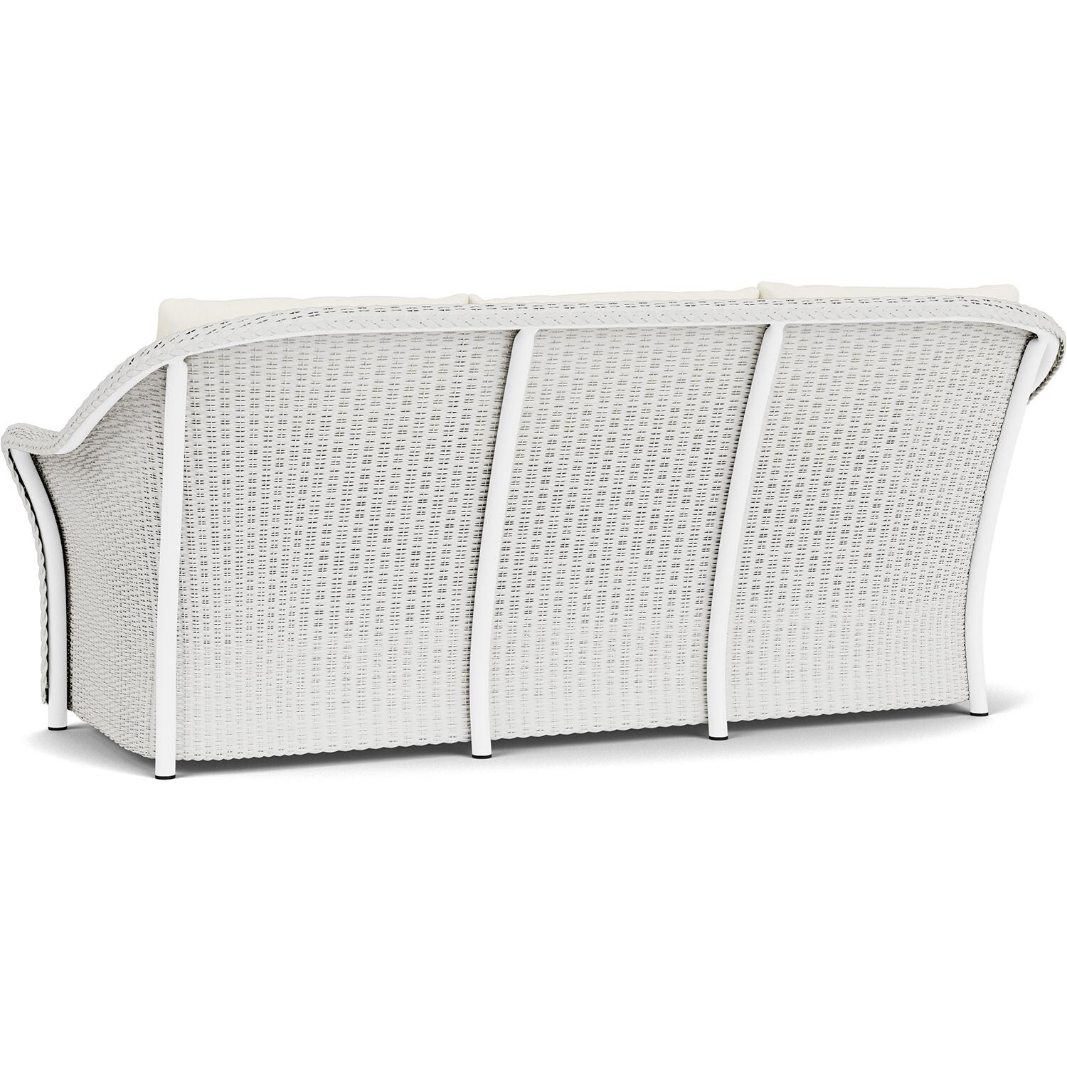 Lloyd Flanders Weekend Retreat Sofa in Matte White Finish W/ Sailcloth Salt Fabric - Back Left thumbnail