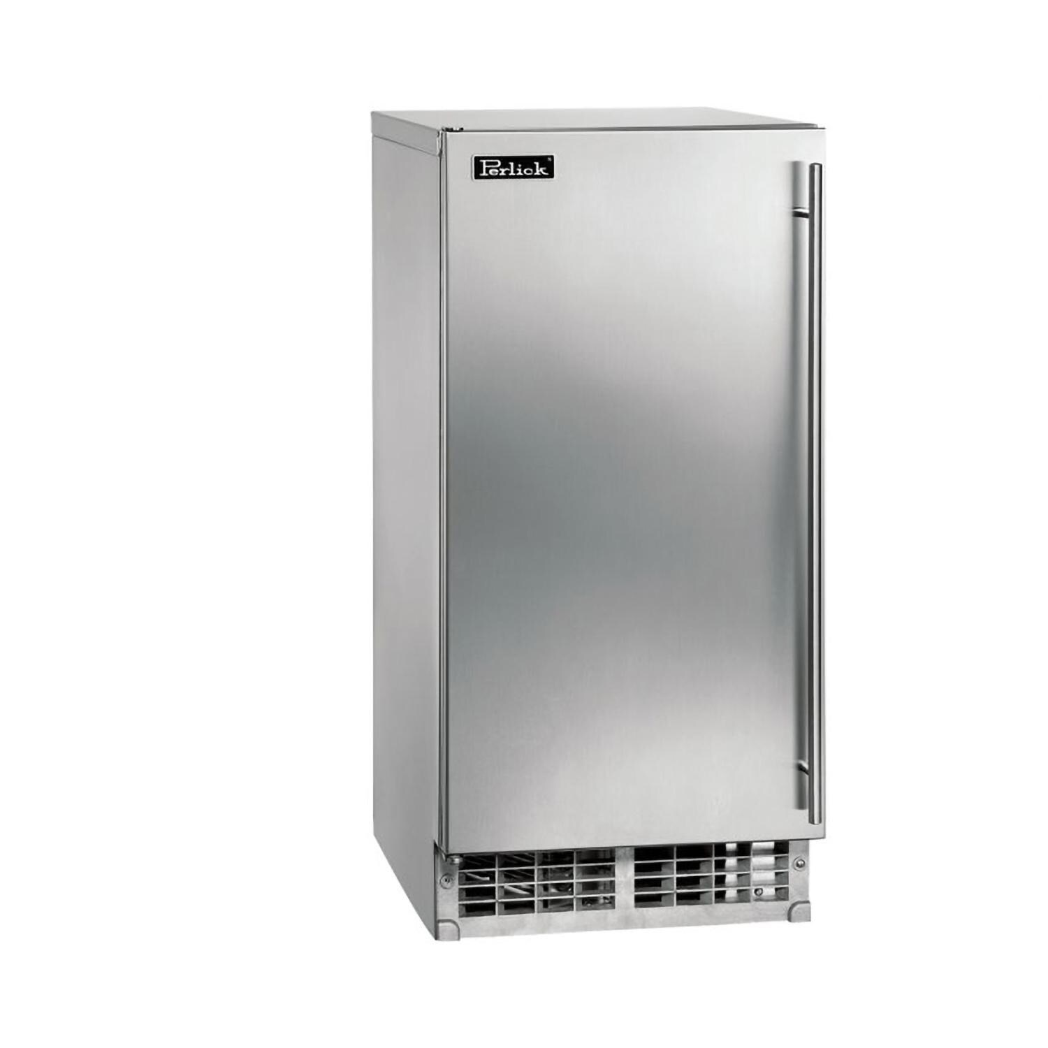 Perlick 15 Inch Undercounter Signature Series Cubelet Ice Maker Stainless Steel Solid Door w/ Integrated Pump - Left Hinge - HP15CU-1L