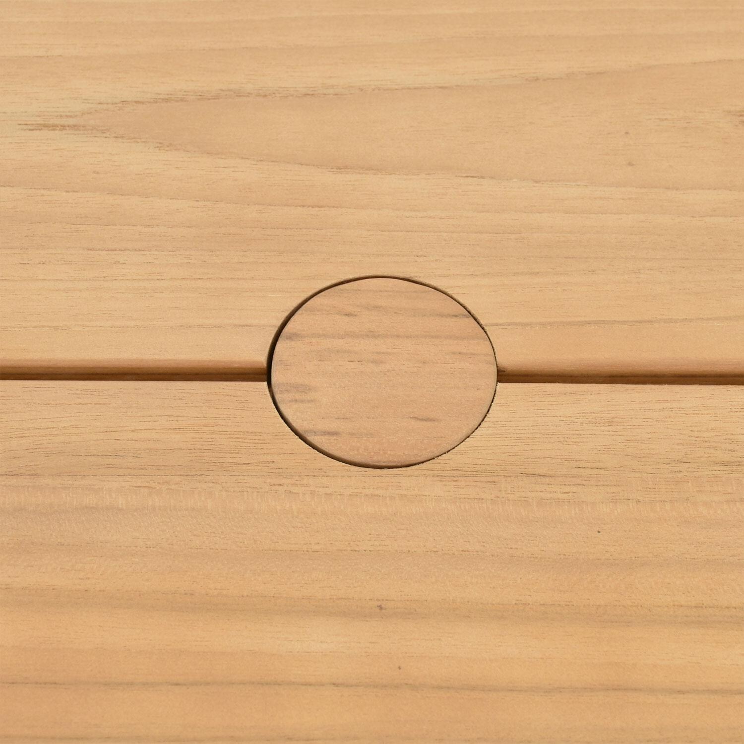 Ridgeview 72 Inch Aluminum Dining Table by Lakeview Outdoor Designs - Umbrella Cover On - Detail thumbnail