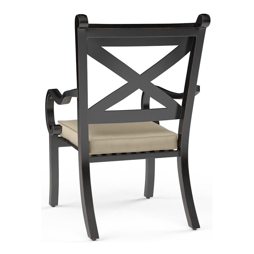 Monterey Dining Arm Chair in Copper/Linen Stone w/ Selt Welt by Sunset West - Rear Vie - White Background thumbnail