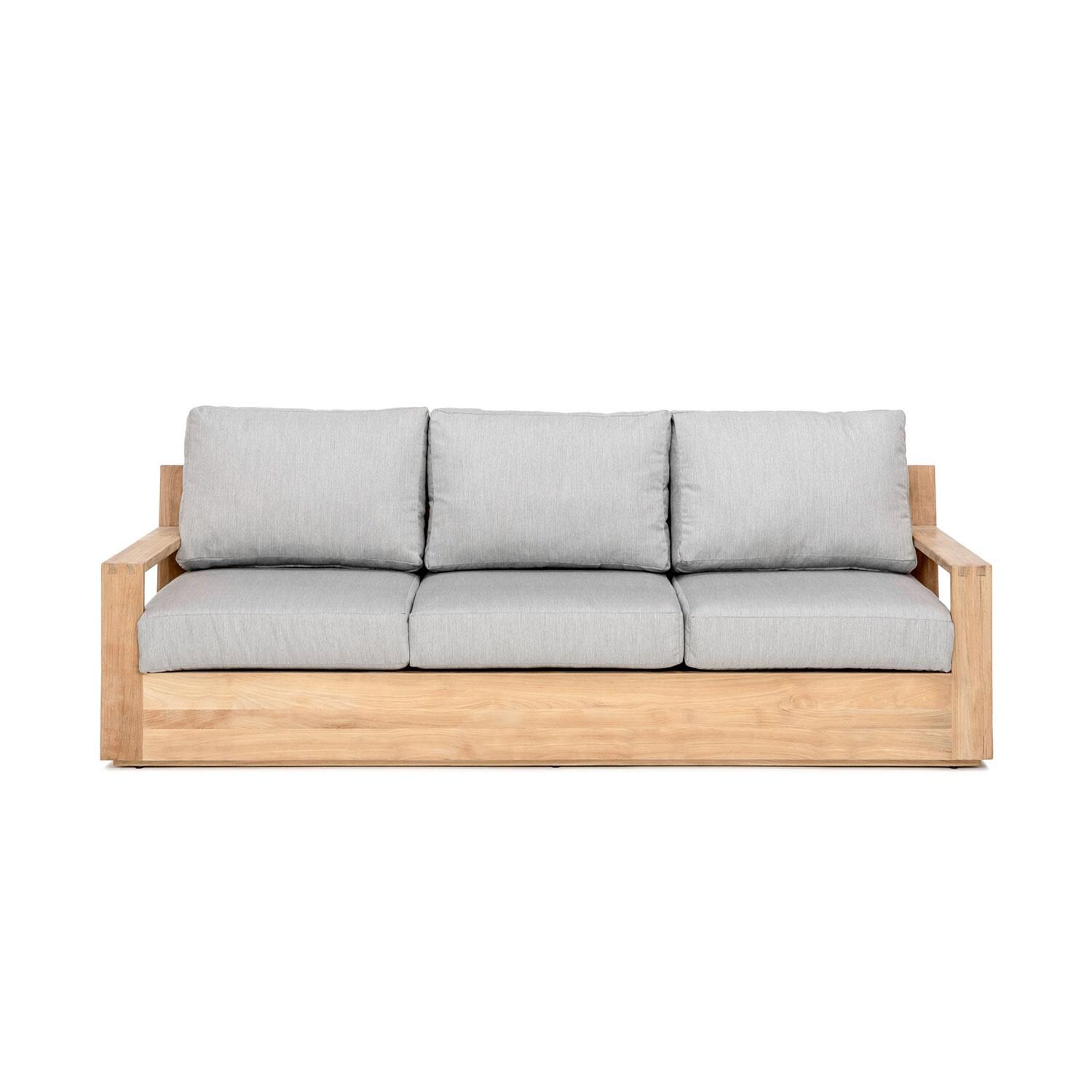 Scape Key 3 Person Teak Sofa in Silver by Lakeview Outdoor Designs - White Background thumbnail