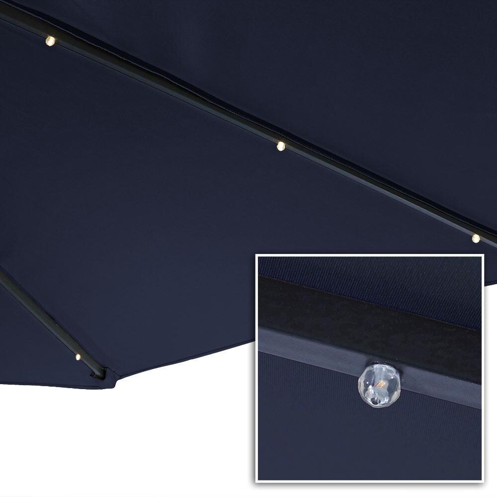 Ultimate Patio 10 Ft. Solar Lighted Octagonal Patio Cantilever Umbrella W/ Crank - Navy Blue - LED Lights Along Ribs thumbnail