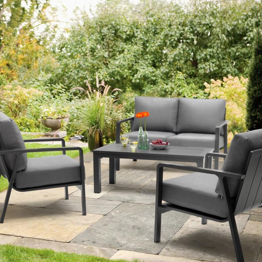 Paros 4 Pc Aluminum Seating Set in Charcoal/Cast Slate by KETTLER