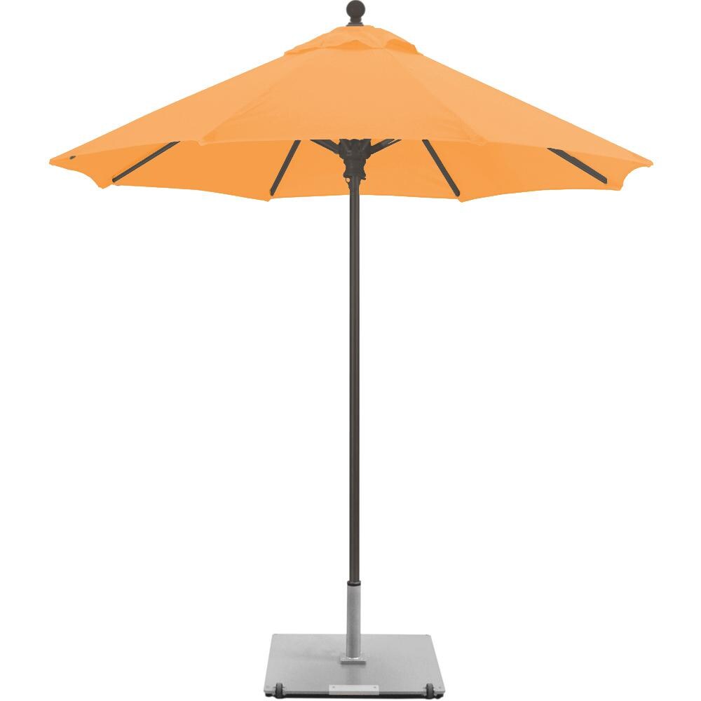 Galtech 7.5 Ft. Commercial Octagonal Aluminum Patio Market Umbrella W/ Push Lift - Antique Bronze Frame W/ Sunbrella Canvas Tangerine Canopy