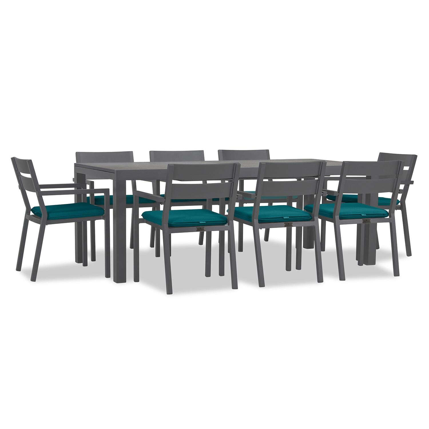 Calm Bay 9 Pc Extendable Dining Set in Slate/Concrete/Spectrum Peacock by Lakeview - White Background 2 thumbnail