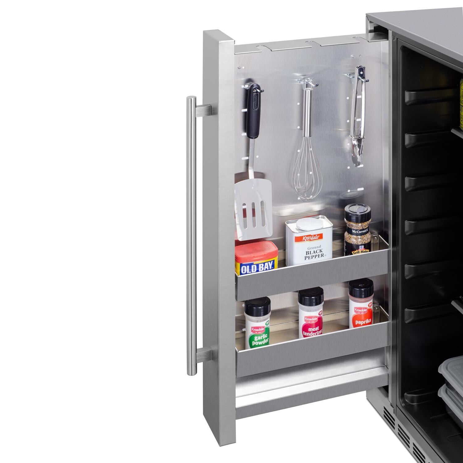 Summit BCR19924 24-Inch 3.1 Cu. Ft. Shallow Depth Outdoor Compact Refrigerator W/ Slide-Out Storage Compartment - Slide Out Compartment w/ Tools & Spices thumbnail