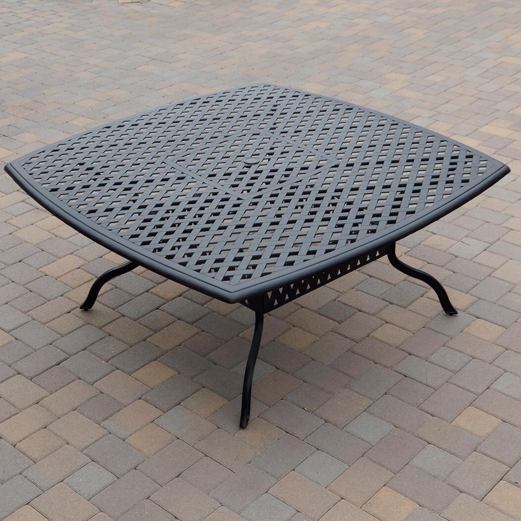 Darlee Nassau 9-Piece Patio Dining Set with Sesame Cushions and 64 Inch Square Dining Table - Table - Lifestyle thumbnail